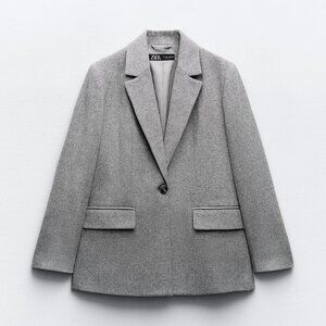 Zara STRAIGHT CUT HERRINGBONE BLAZER  SIZE S  3046/383/803